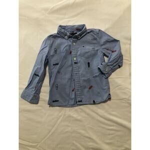 Tommy Hilfiger toddler boy 3T blue striped oxford button long sleeve shirt